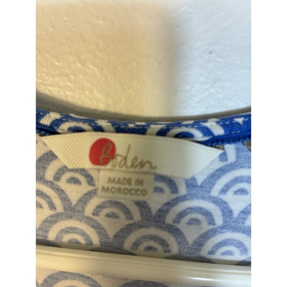 Boden Lola Jersey Dress Sz 6R Blue And White Knee Length Pockets Beach - Picture 3 of 10